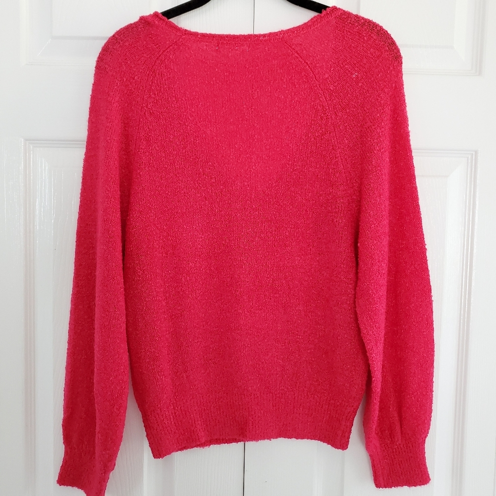NEW Abound Watermelon Pink Plunging V-neck Sweater - Picture 2 of 5